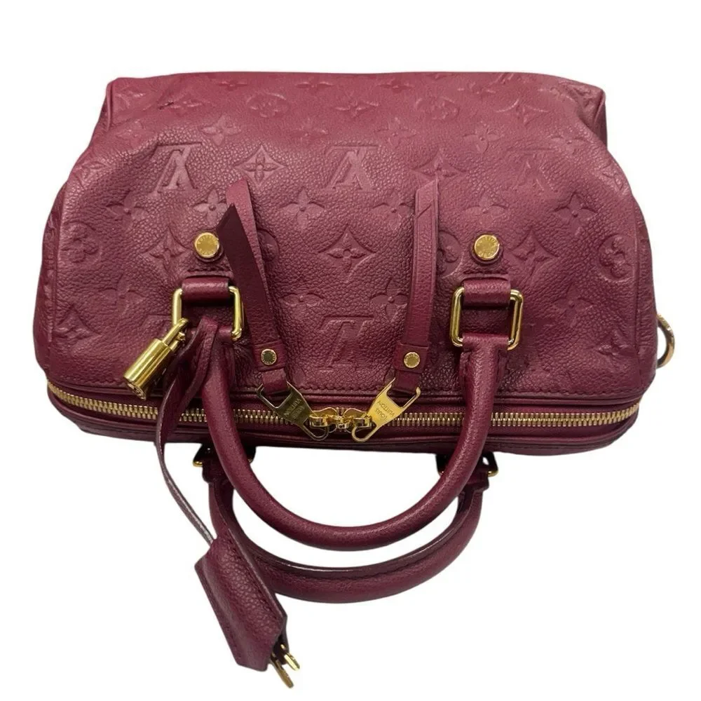 Louis Vuitton Bordeaux Purple LV Monogram Empreinte Speedy Bandoulière 25 Bag